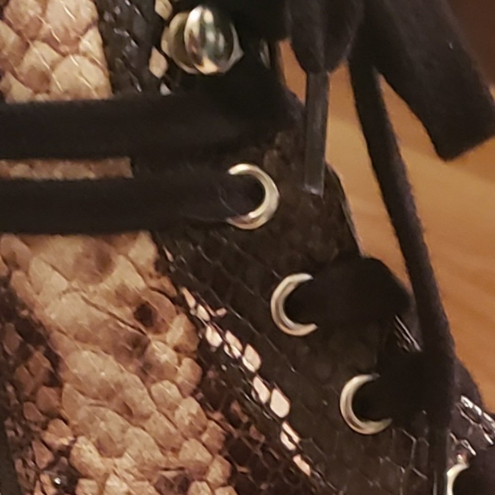 ALL SAINTS Black/Brown/White Python Combat Boots Size 8